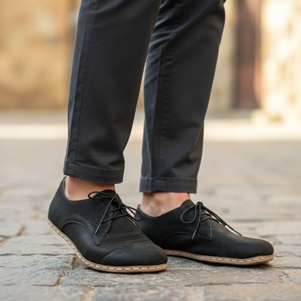 Atlantis Handmade Barefoot Casual Shoes Men's 11 Black Leather Lace up